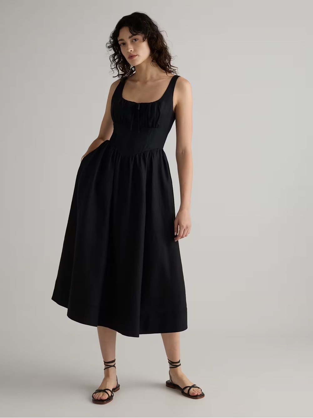 NWOT Quince 100% European Linen Corset Midi Dress